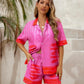 Ocean Pink Shorts and Shirt Set With Pockets