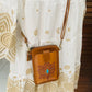 Lotus Phone Wallet Pouch Bag With Turquoise Stone