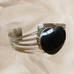 Cuff Bangle Sterling Silver Heart With Black Stone
