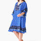 Lelia Print Dress Blue With Bell Sleeves