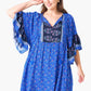 Lelia Print Dress Blue With Bell Sleeves
