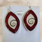 Fossil Inlay Earrings Sterling Silver Red