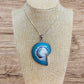Large Nautilus Shell Pendant Turquoise-Blue With Inlay Sterling Silver