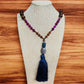 Beaded Rudraksha Necklace With Navy Tassel