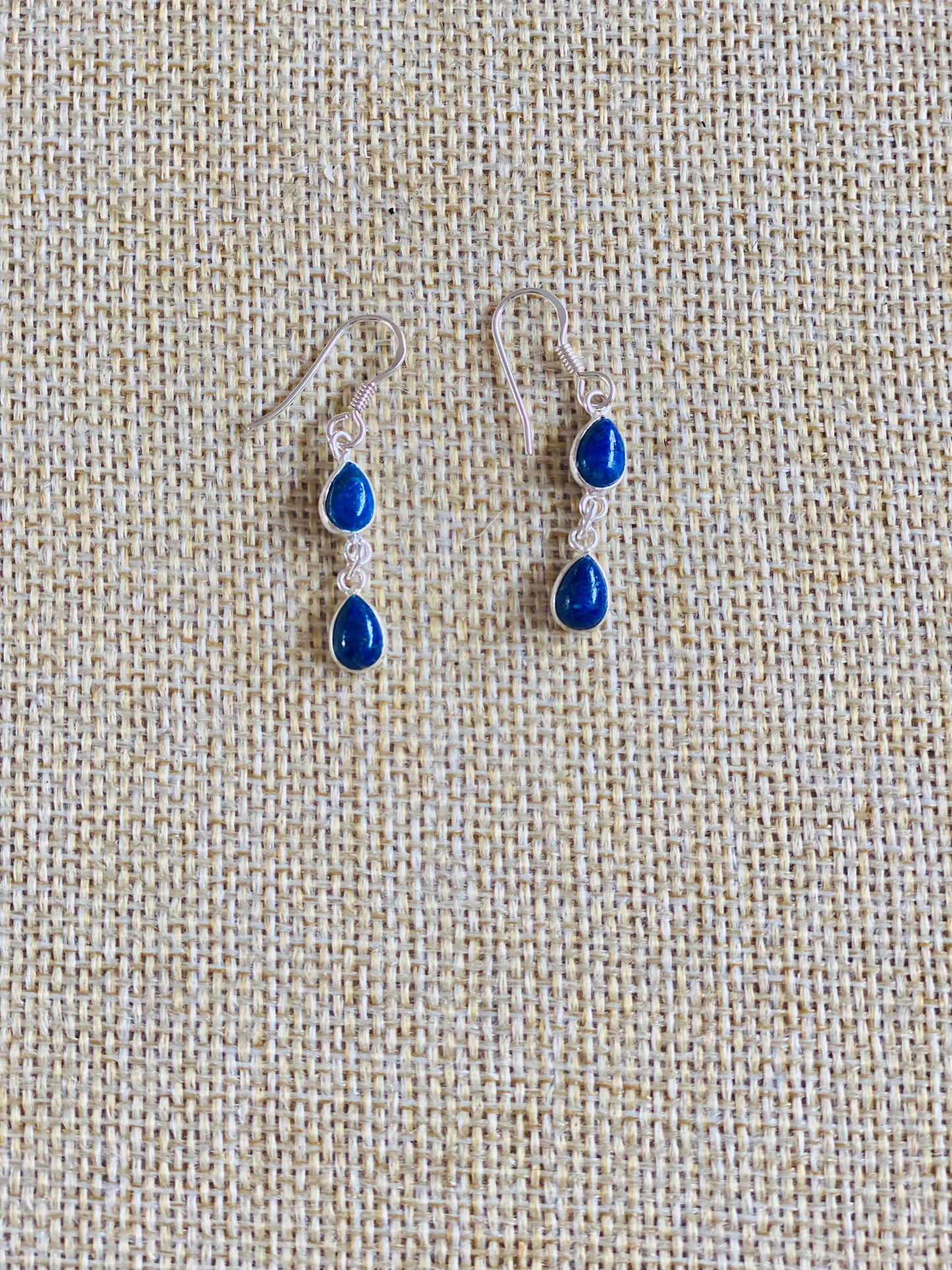 Lapis Lazuli Earrings Dainty Tear drop Sterling Silver