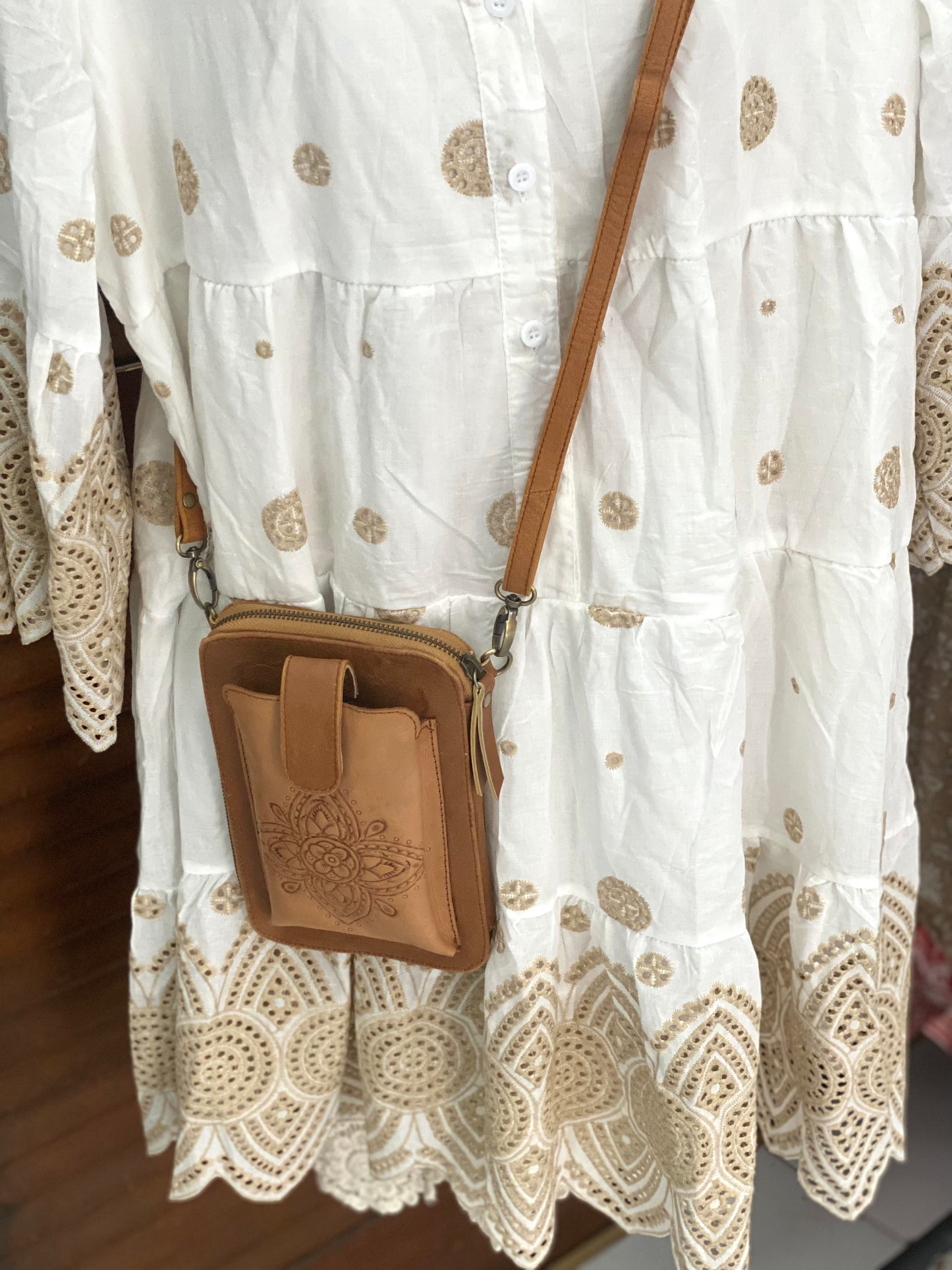 Mandala Laos Phone Wallet Pouch Bag Tan