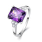 Amethyst Ring With Cubic Zirconias Sterling Silver