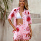 Geo Heart Pink Shorts and Shirt Set With Pockets