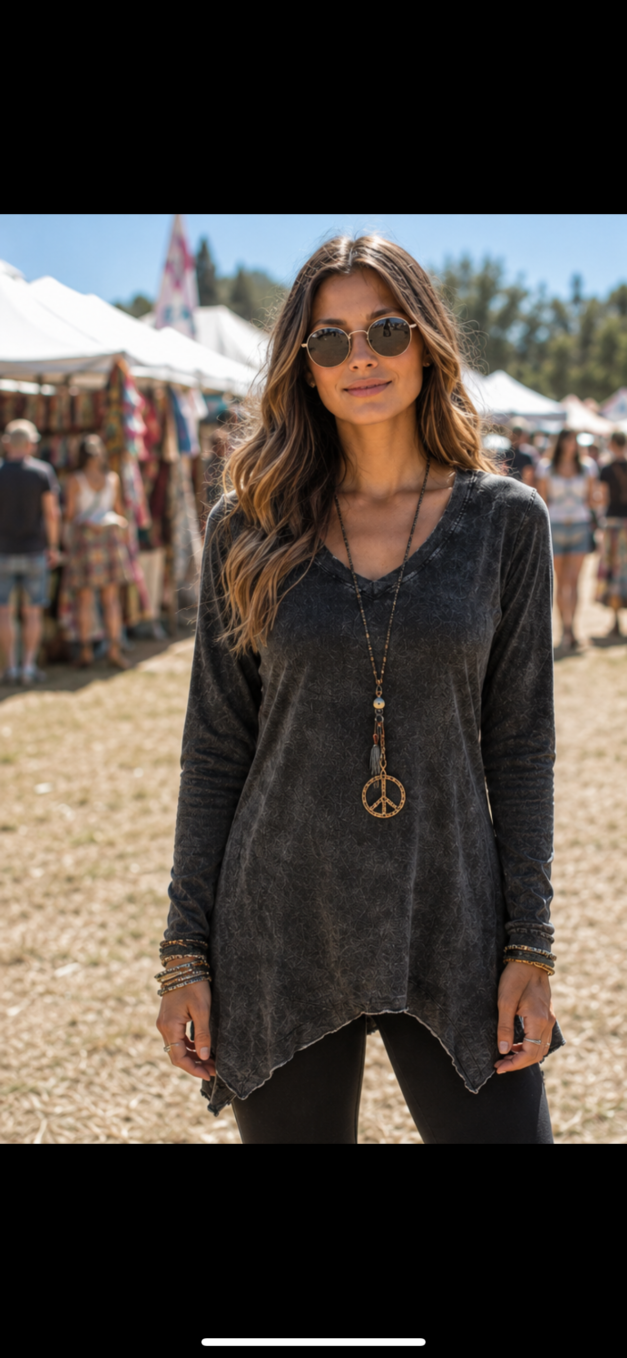 Stonewash Black Long Sleeve Tunic