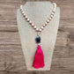 Buddha Tassel Necklace Pink