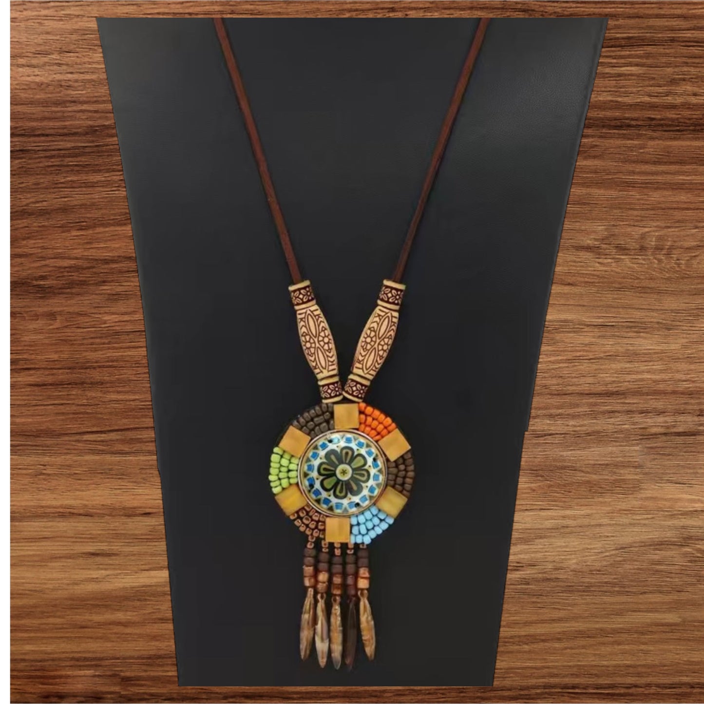 Boho Dreamcatcher Wood Beads Necklace
