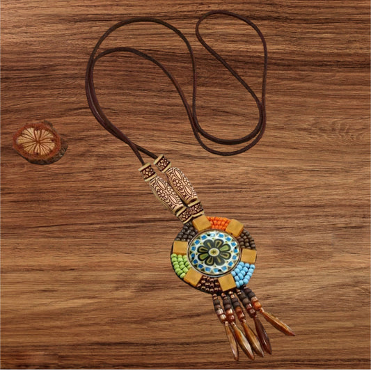 Boho Dreamcatcher Wood Beads Necklace