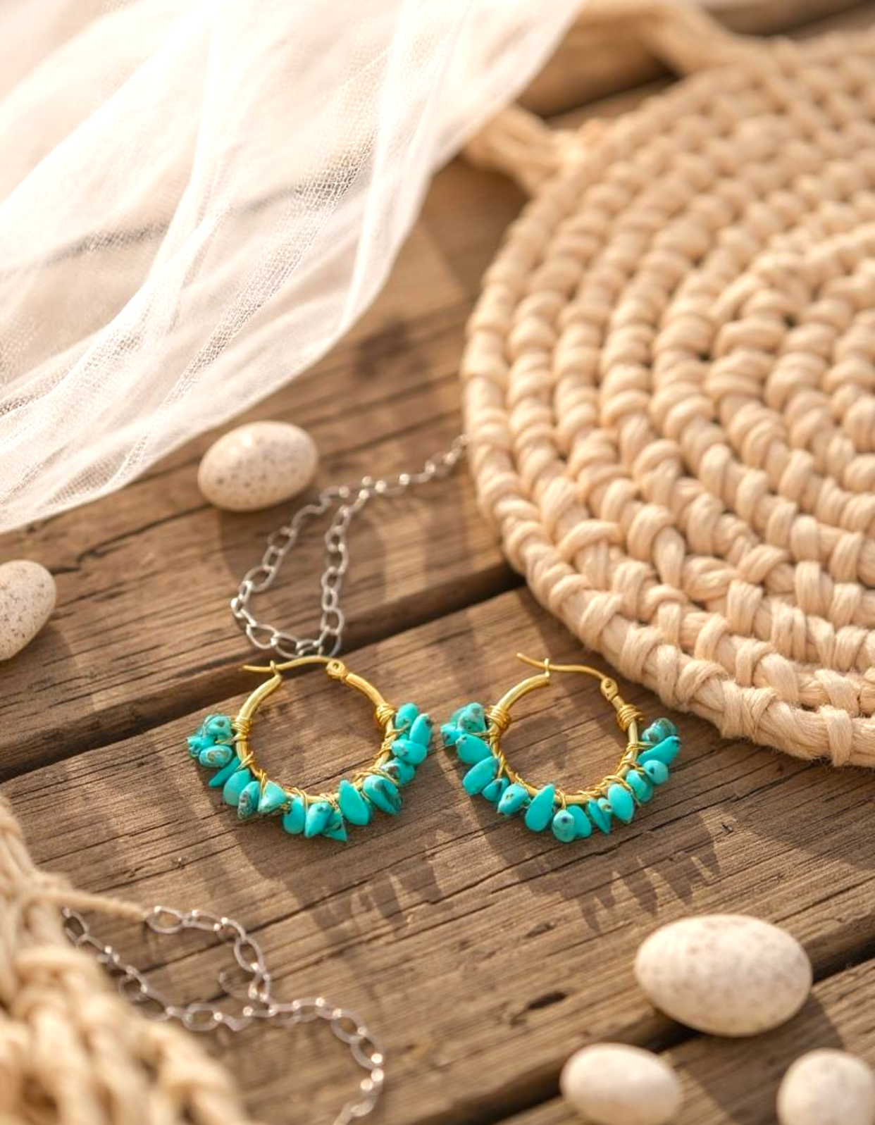 Turquoise Stone Earrings
18k Gold Plated