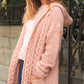 Tully Braided Knit Cardigan with Hoodie Blush