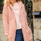 Tully Braided Knit Cardigan with Hoodie Blush