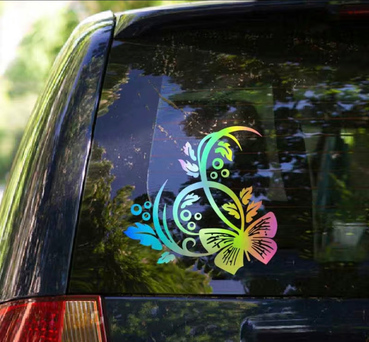 Butterfly Flower Vinyl X-Large Reflective Sticker Decal Car-Caravan-Horsefloat