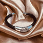 Ethnic Sterling Silver and Black Rubber Bracelet