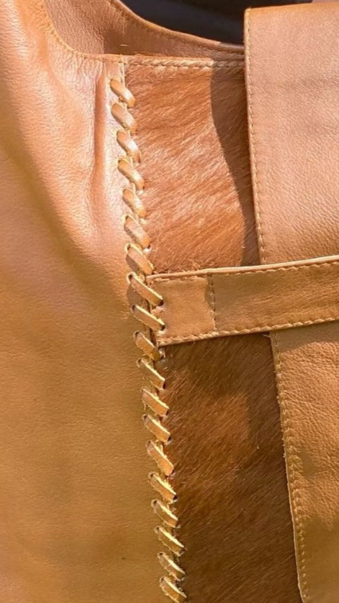 Cowhide Leather Shoulder Bag Brown