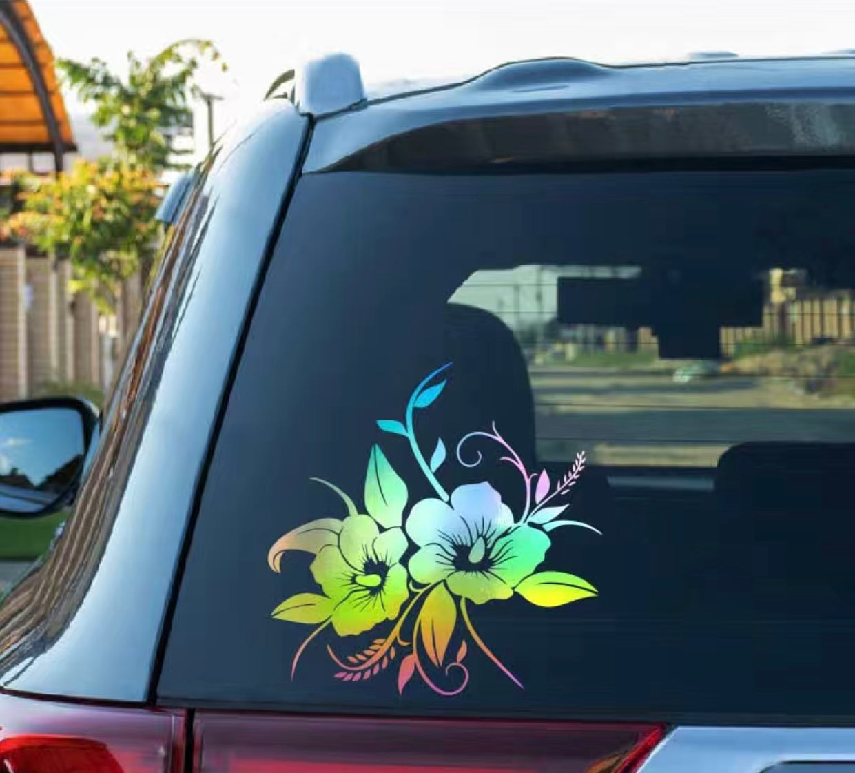Hibiscus Flower Vinyl X-Large Reflective Sticker Decal Car-Caravan-Horsefloat