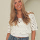 White Cotton Crochet Midriff Top