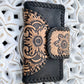 Flower Leather Wallet Vintage Black