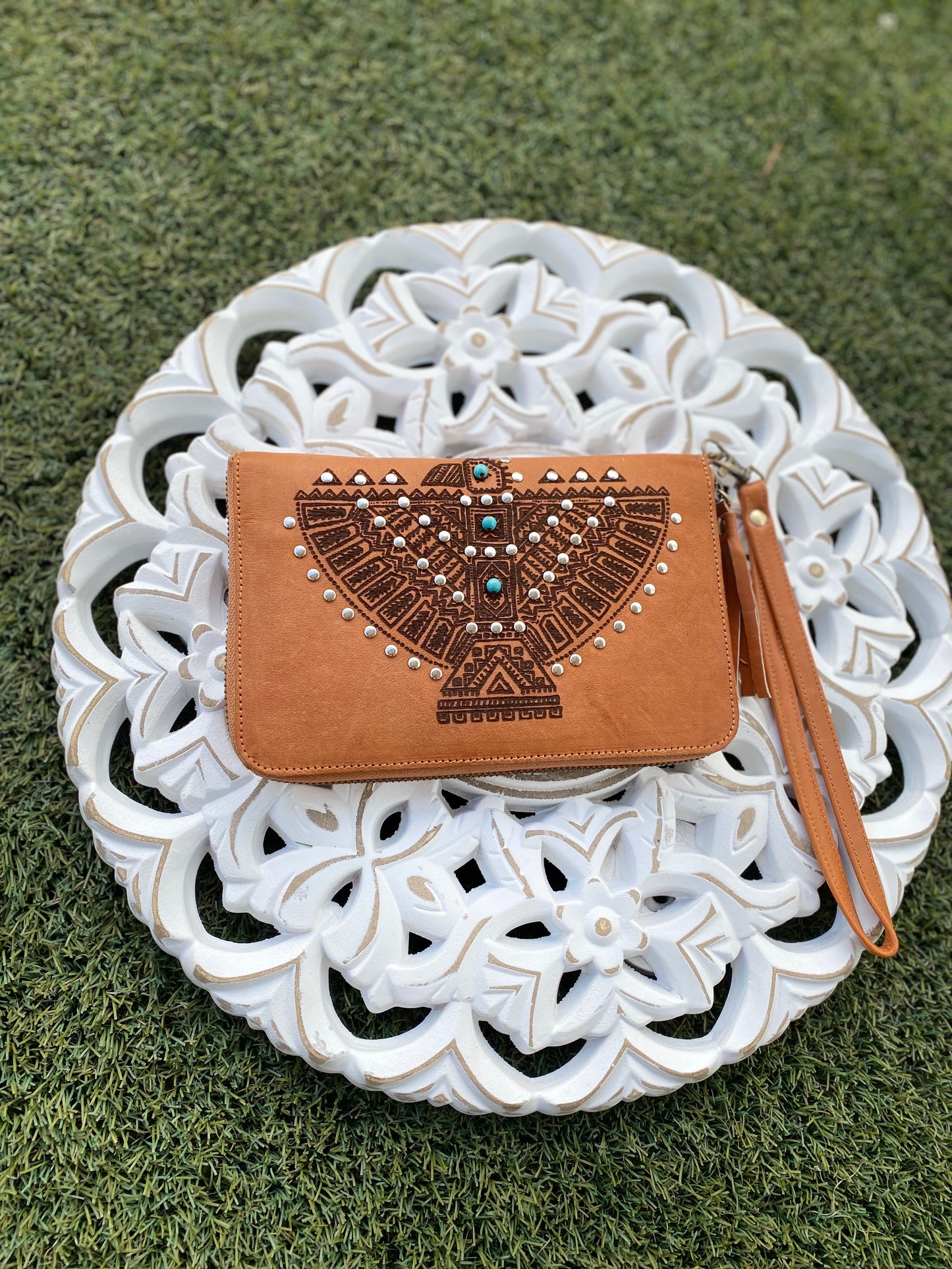 Leather and Suede Silver Stud Purse