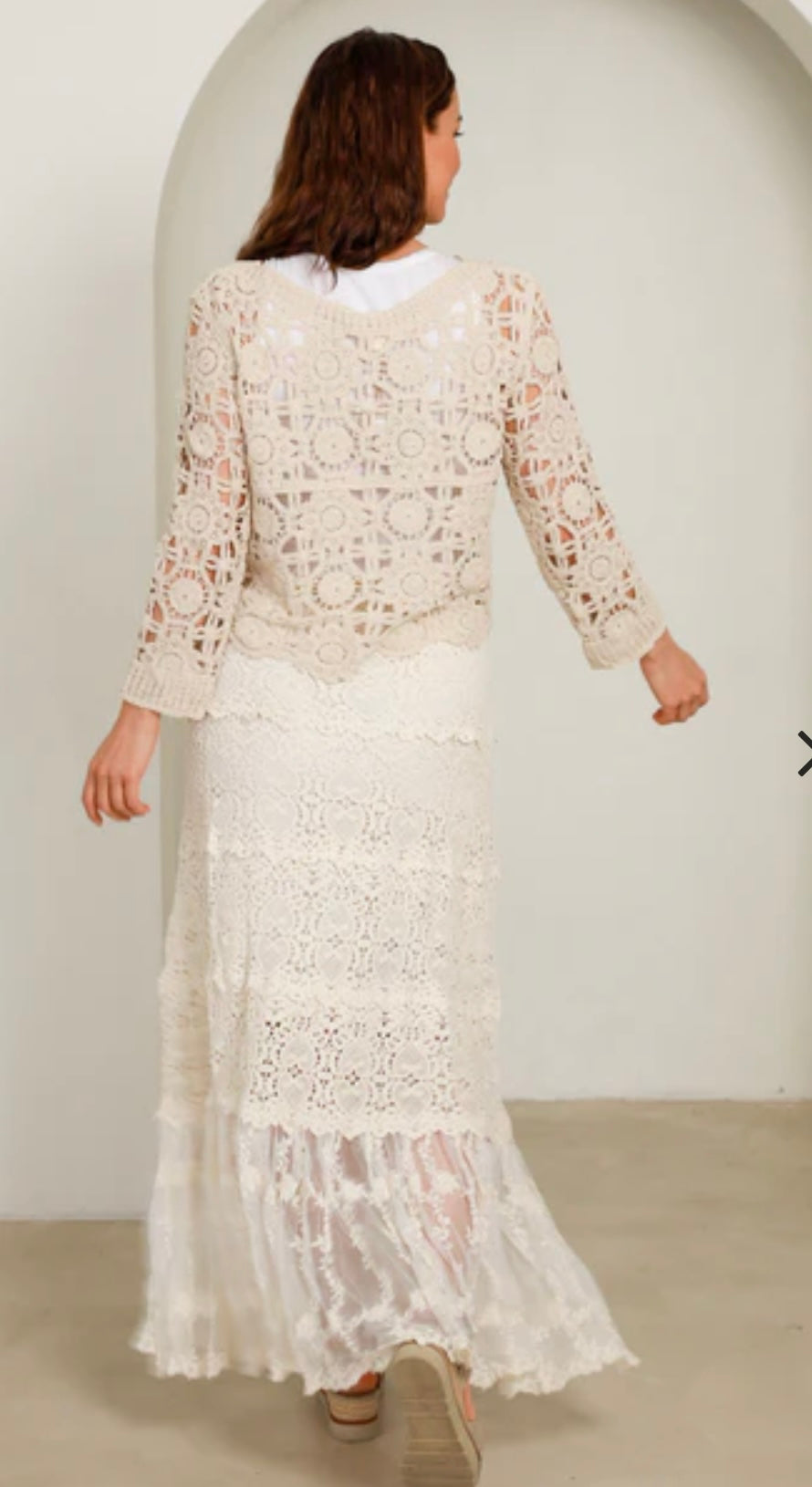 Rae Maxi Skirt Cream -beige Elegant Lace Detail Wedding -Special Occasion