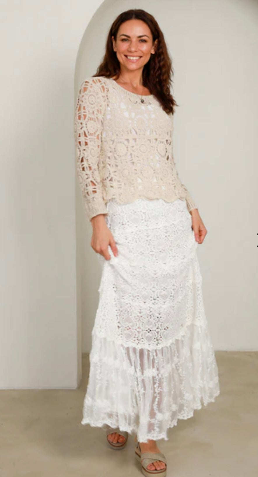 Rae Maxi Skirt White Elegant Lace Detail Wedding - special Occasions