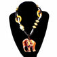 Boho Ethnic Necklace Wood Bead Elephant