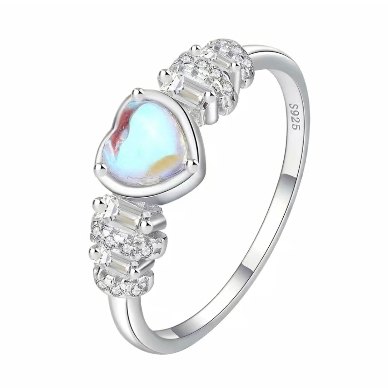 Moonstone Harlow Ring With Cubic Zirconias Sterling Silver
