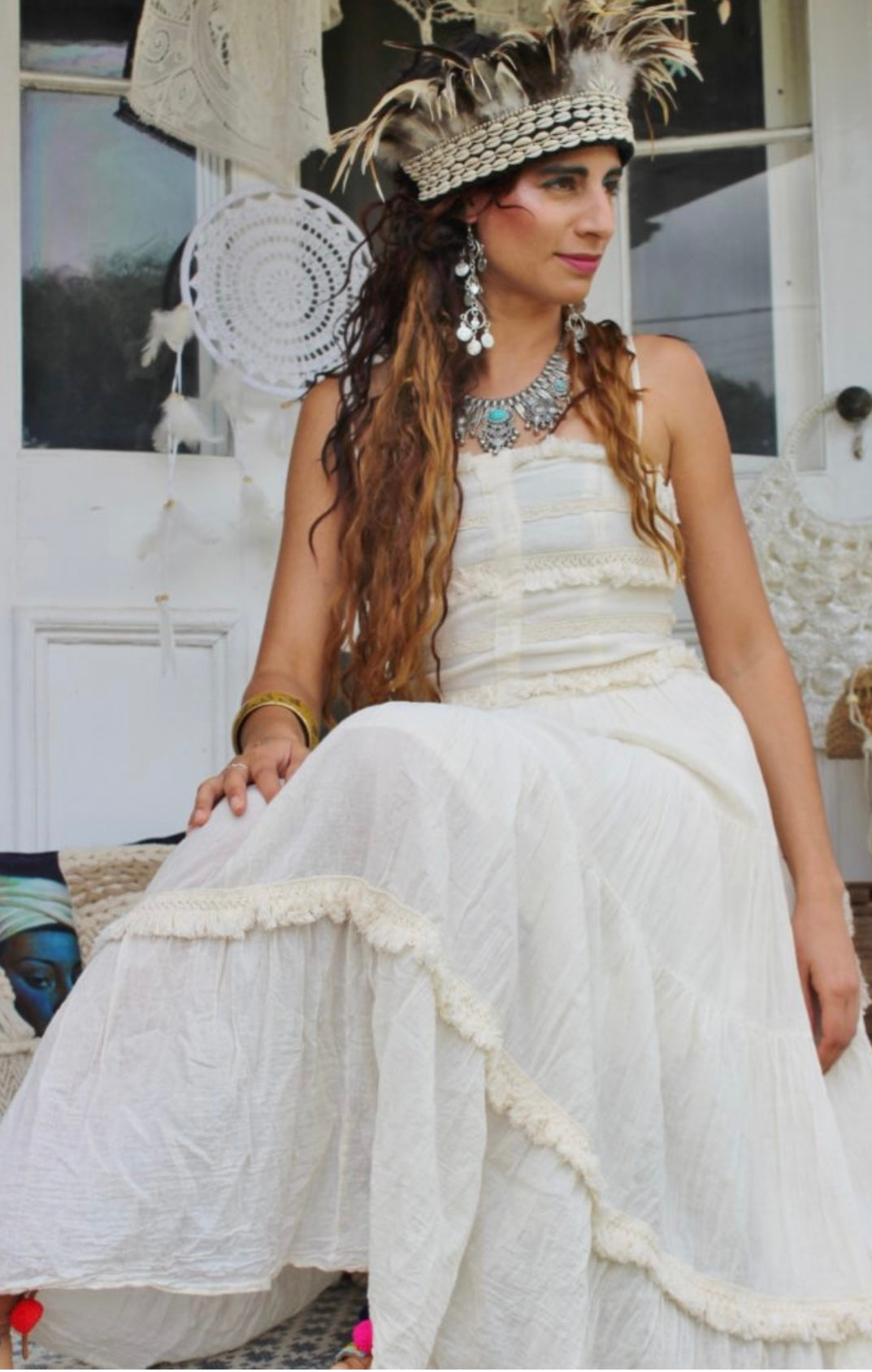 Christie Bohemian Cotton-Lace Trim Dress Wedding-Occasion-Summer