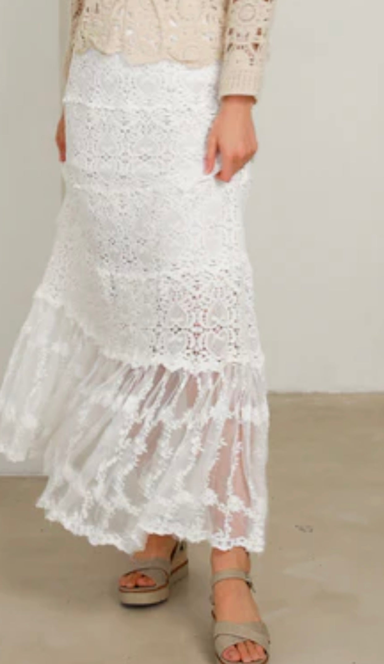 Rae Maxi Skirt White Elegant Lace Detail Wedding - special Occasions