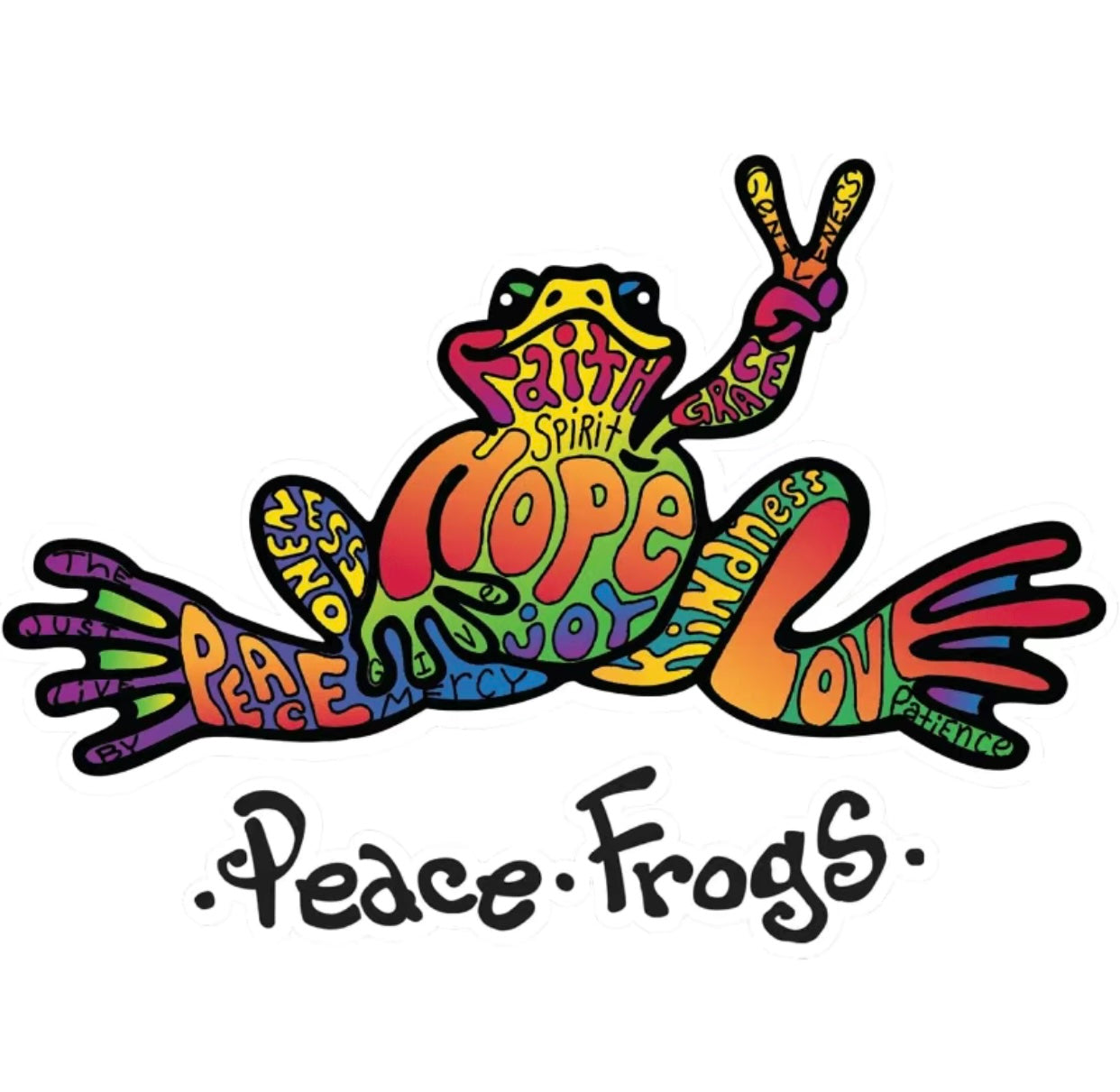 Frog Hippie Peace love Hope Vinyl Sticker Decal Car-Caravan-Window-Home